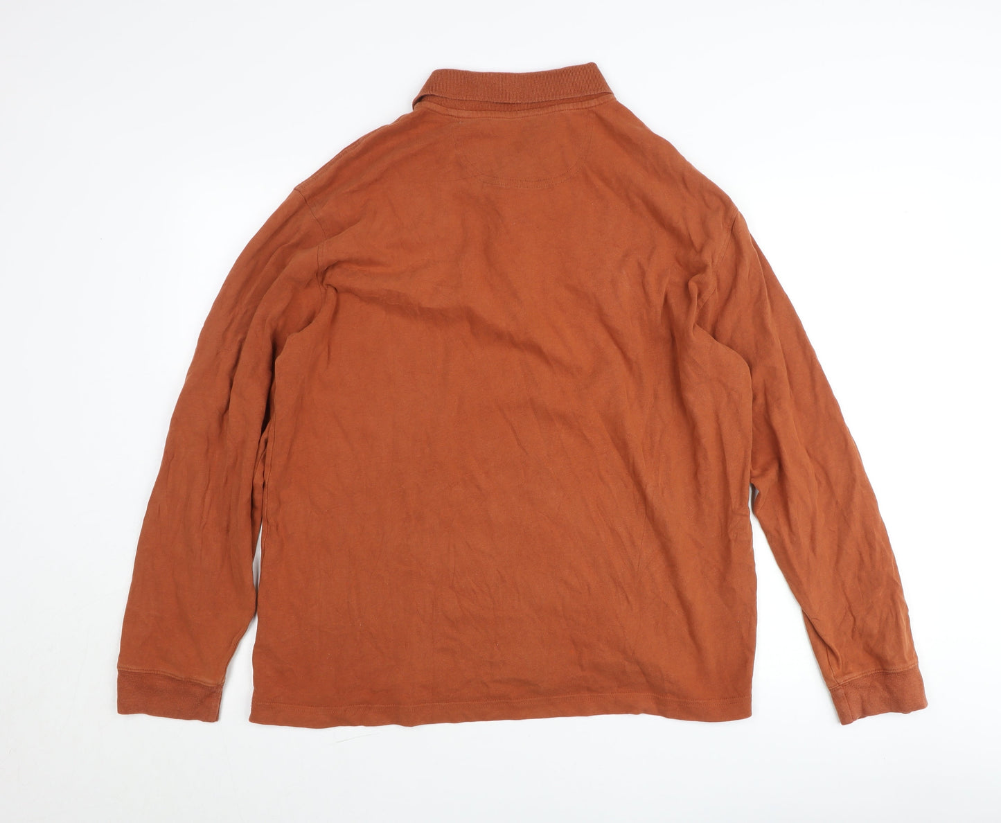 St. John's Bay Men's Brown Long Sleeve Cotton Polo Shirt Size L
