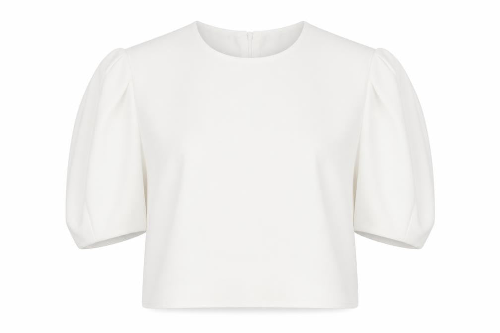 Zara Women White Cropped Blouse Flared Sleeve Size M