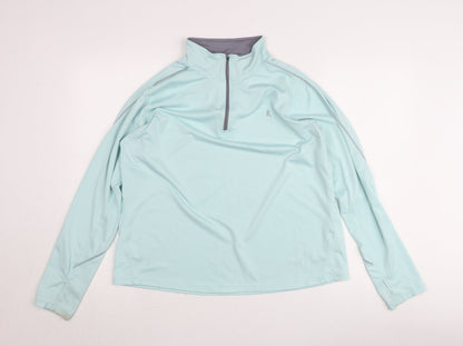 WorkOut Womens Blue L Athletic Pullover Jumper 1/4 Zip Long Sleeve
