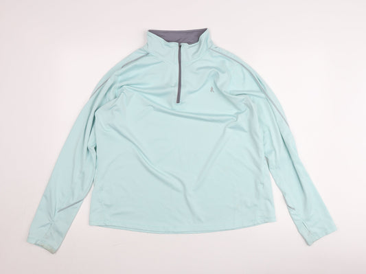 Work Out Womens Blue L Athletic Pullover Jumper 1/4 Zip Long Sleeve