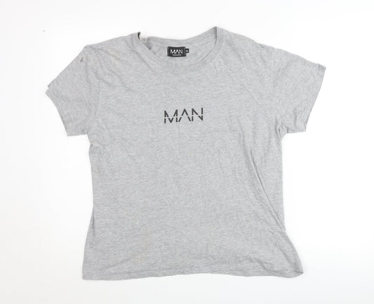 boohooMAN Men's Grey Crew Neck Short Sleeve T-Shirt Size M