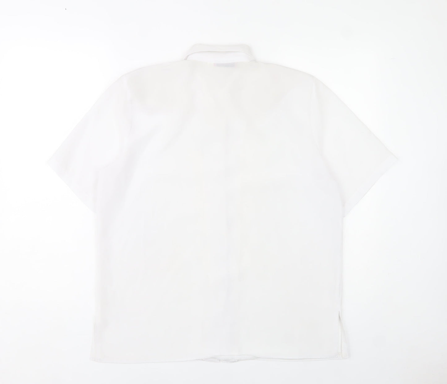 Elegant Collection Womens White Size 14 Button-Up Embroidered Shirt