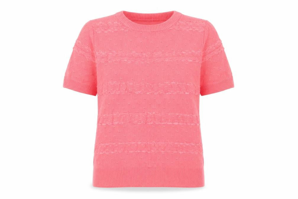 Awear Women’s Pink XL Short Sleeve Knit Pullover Jumper