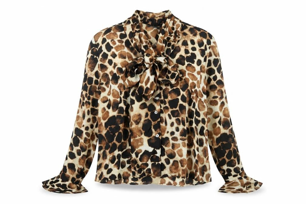 Liz Claiborne Womens Brown Animal Print Silk Blouse UK 10