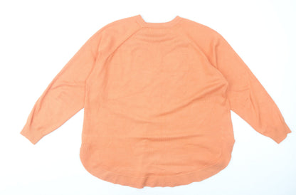 Close-up detail of Gallery women’s orange, size UK 16, crew neck jumper