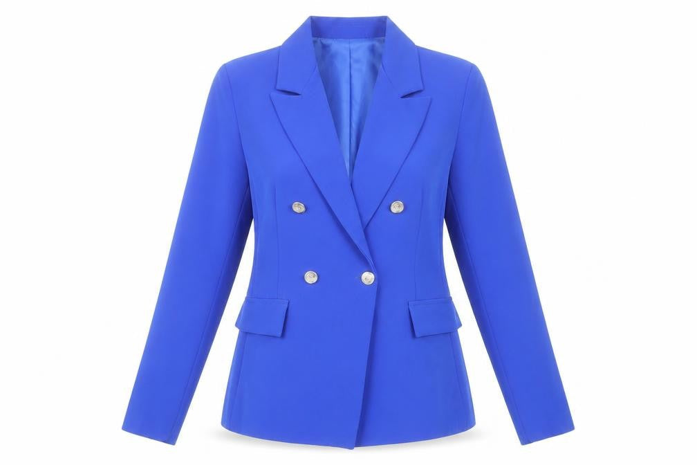 Boohoo Women Blue Blazer UK 10 Regular Fit Mid-Length Work Jacket