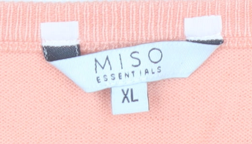 Miso Essentials Womens XL Orange White Grey Striped Cardigan