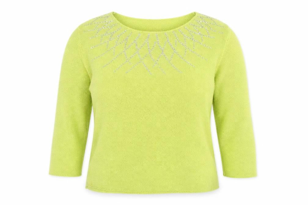 Gerard Women’s Yellow XL Pullover Jumper Beaded Round Neck
