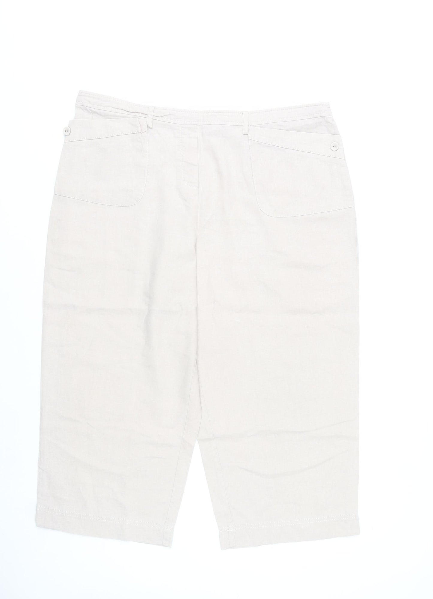 Mystify Womens Beige Linen Viscose Capri Trousers Size 18