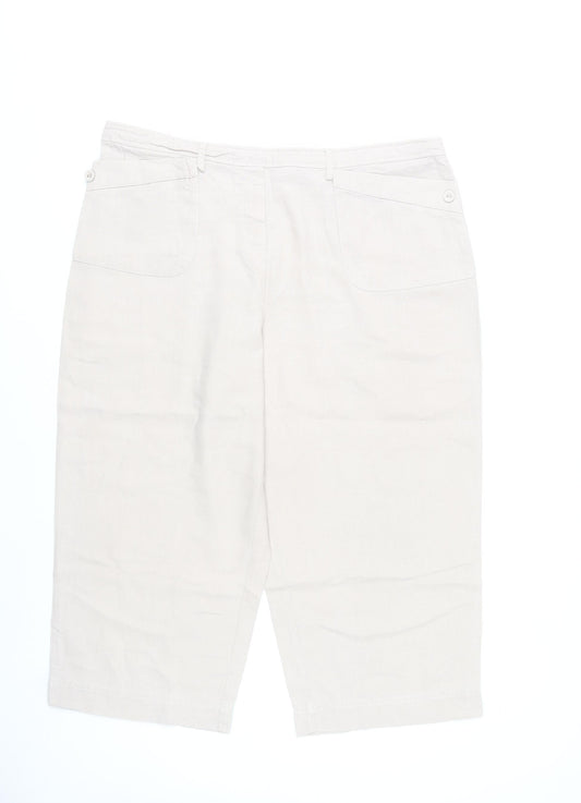 Mystify Womens Beige Linen Viscose Capri Trousers Size 18