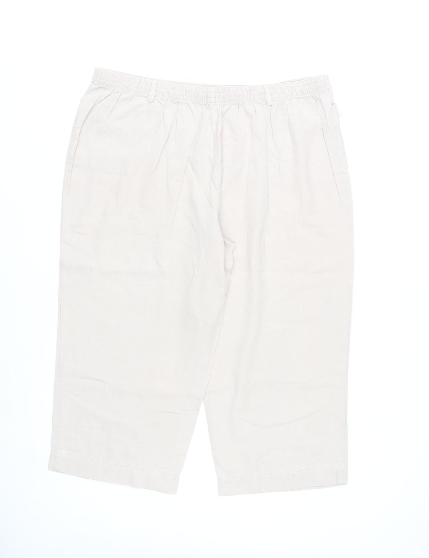 Mystify Womens Beige Linen Viscose Capri Trousers Size 18