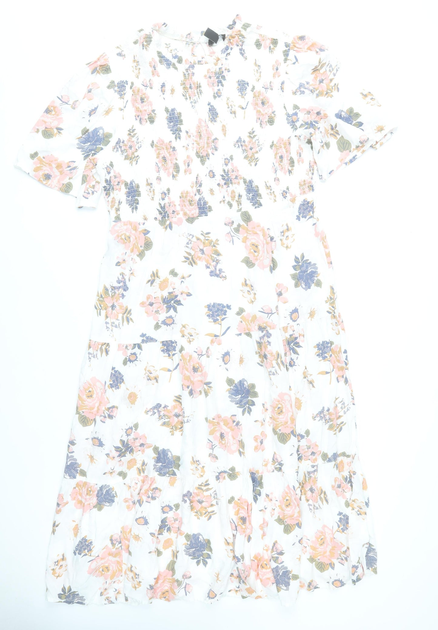 New Look Women’s Multicoloured Floral Midi Dress UK 18 Puff Sleeve
