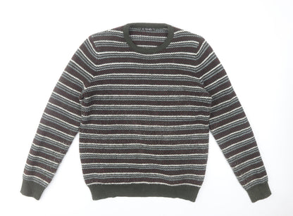 Front view of Dunnes Women’s Multicoloured Striped Knit Jumper, size M
