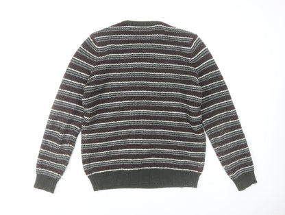 Close-up detail of Dunnes Women’s Multicoloured Striped Knit Jumper, size M