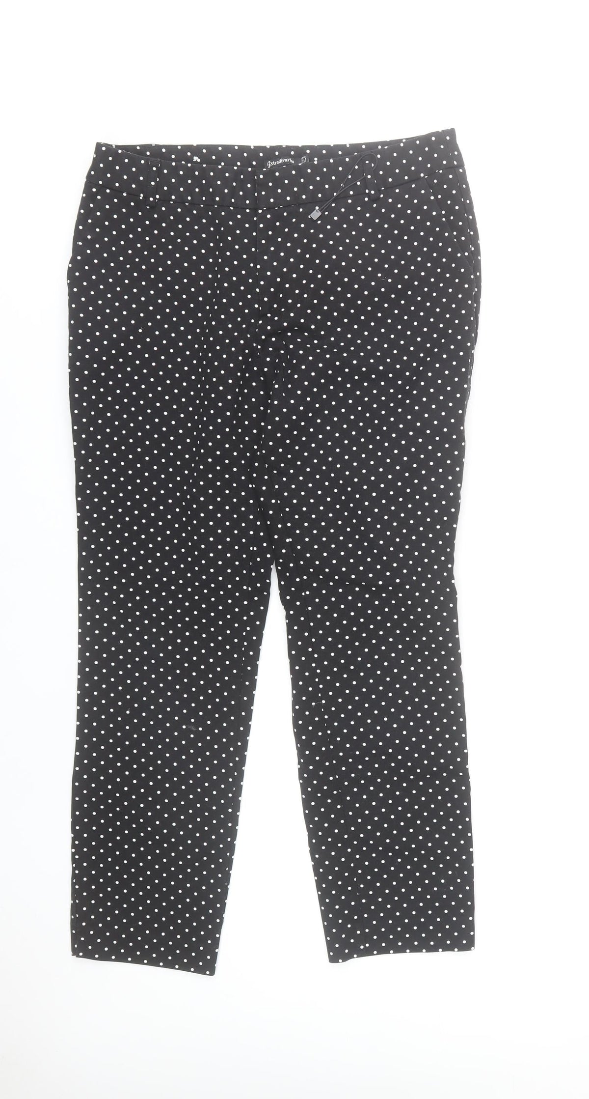 Stradivarius Women Black Polka Dot Slim Trousers Size 12