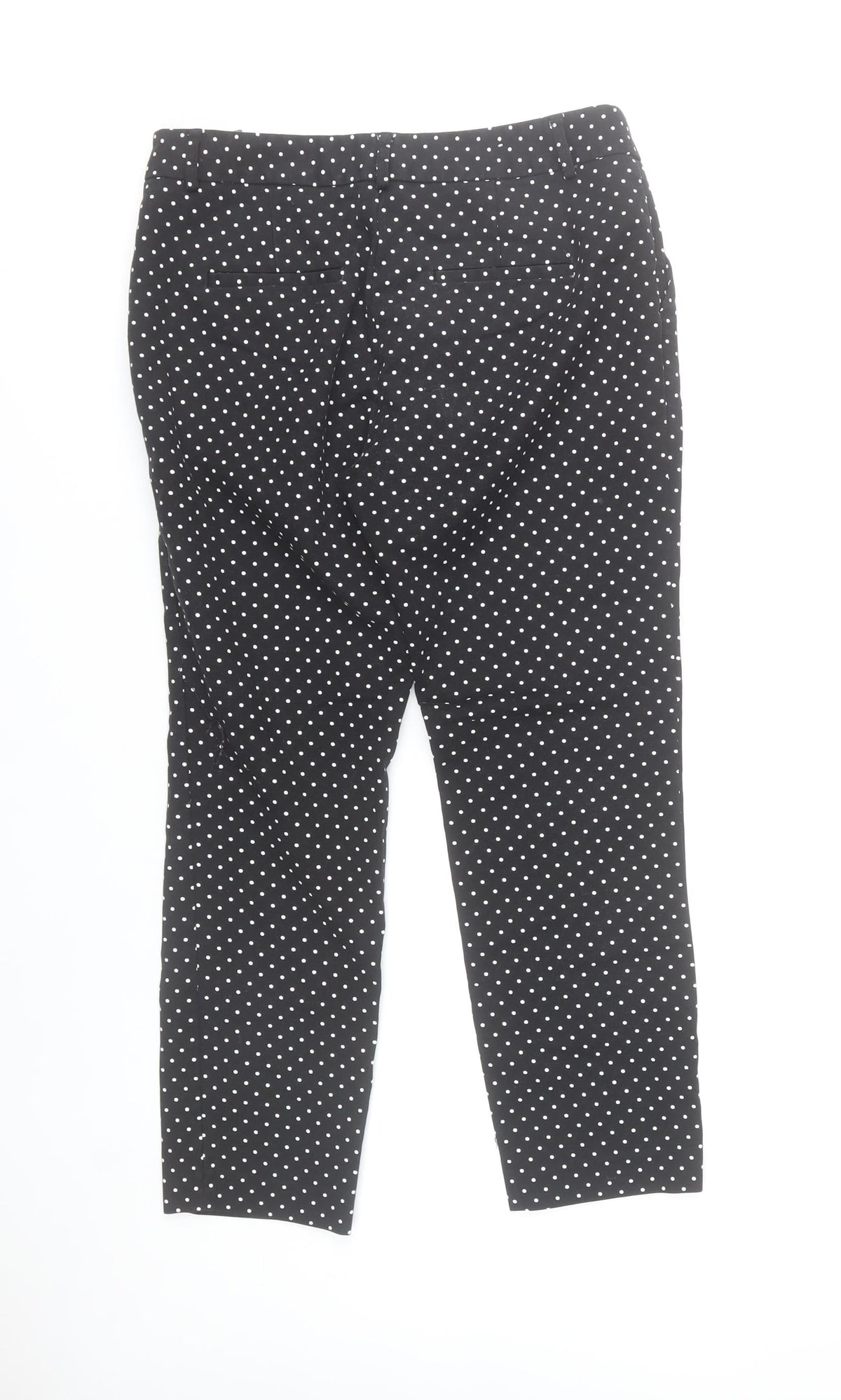 Stradivarius Women Black Polka Dot Slim Trousers Size 12