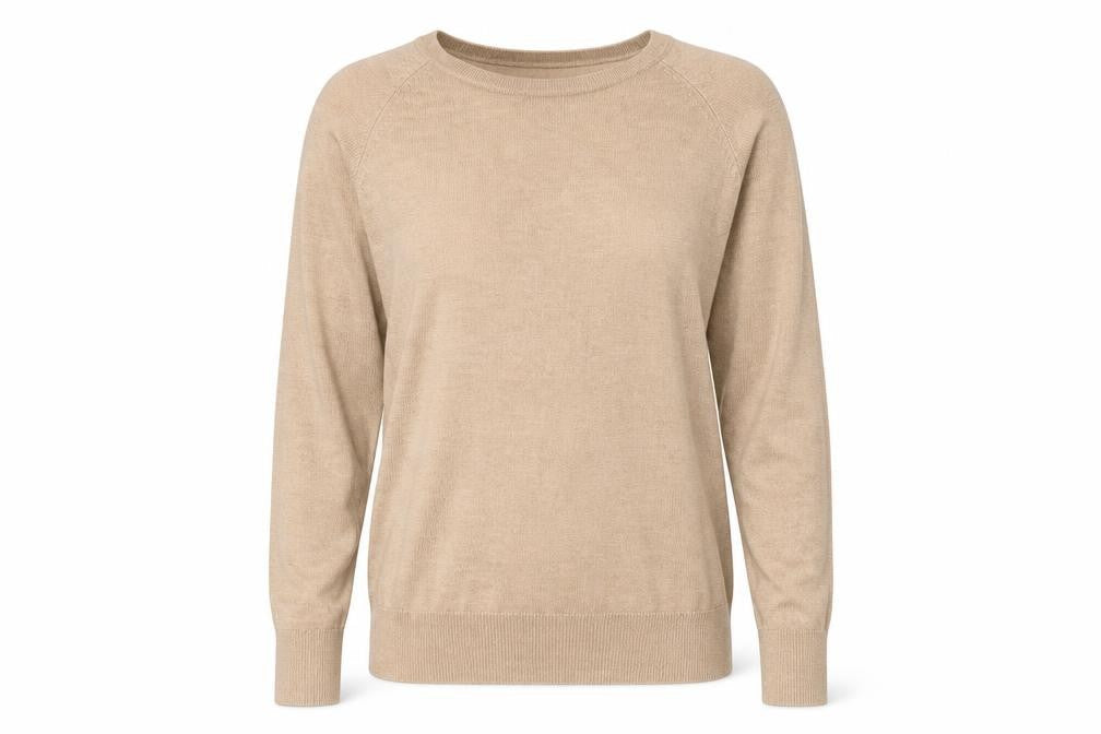 Dunnes Women’s Beige Crew Neck Pullover Jumper M Knit Viscose Nylon