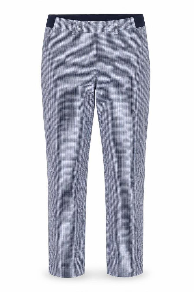 Gallery Womens Blue Check Slim Fit Chino Trousers Size 10
