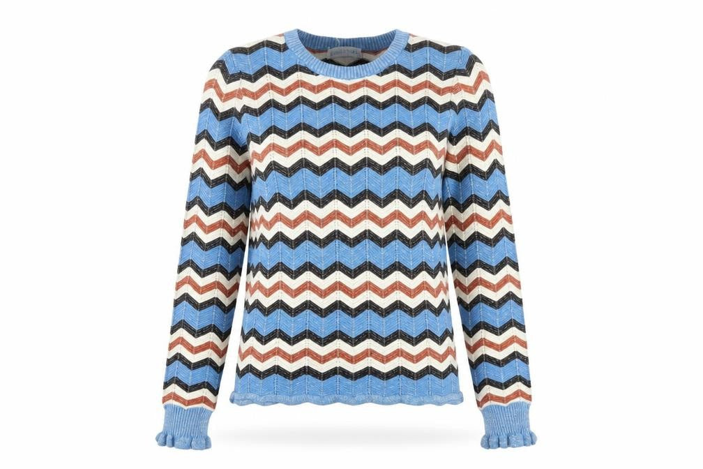Gallery Womens Blue Retro Geometric Knit Pullover Jumper Size 8