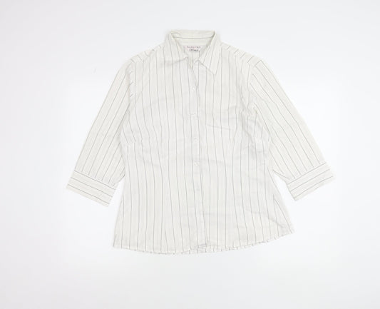 Double TWO Women’s White Striped Button-Up Shirt Size 12