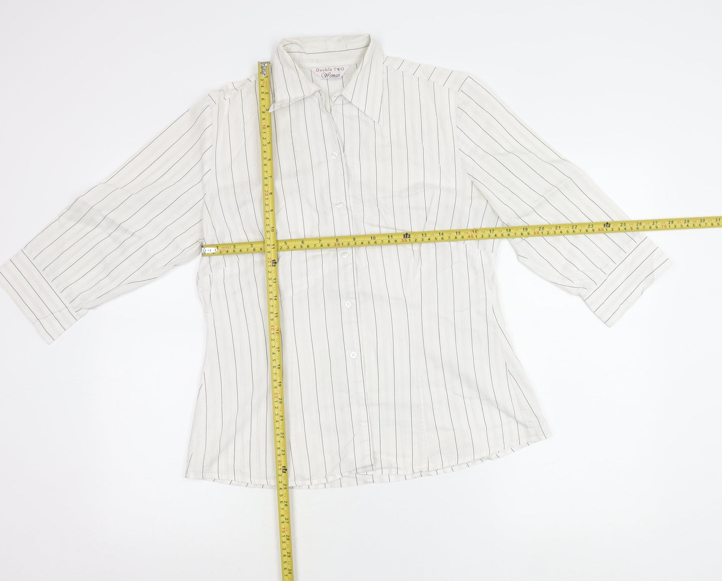 Double TWO Women’s White Striped Button-Up Shirt Size 12