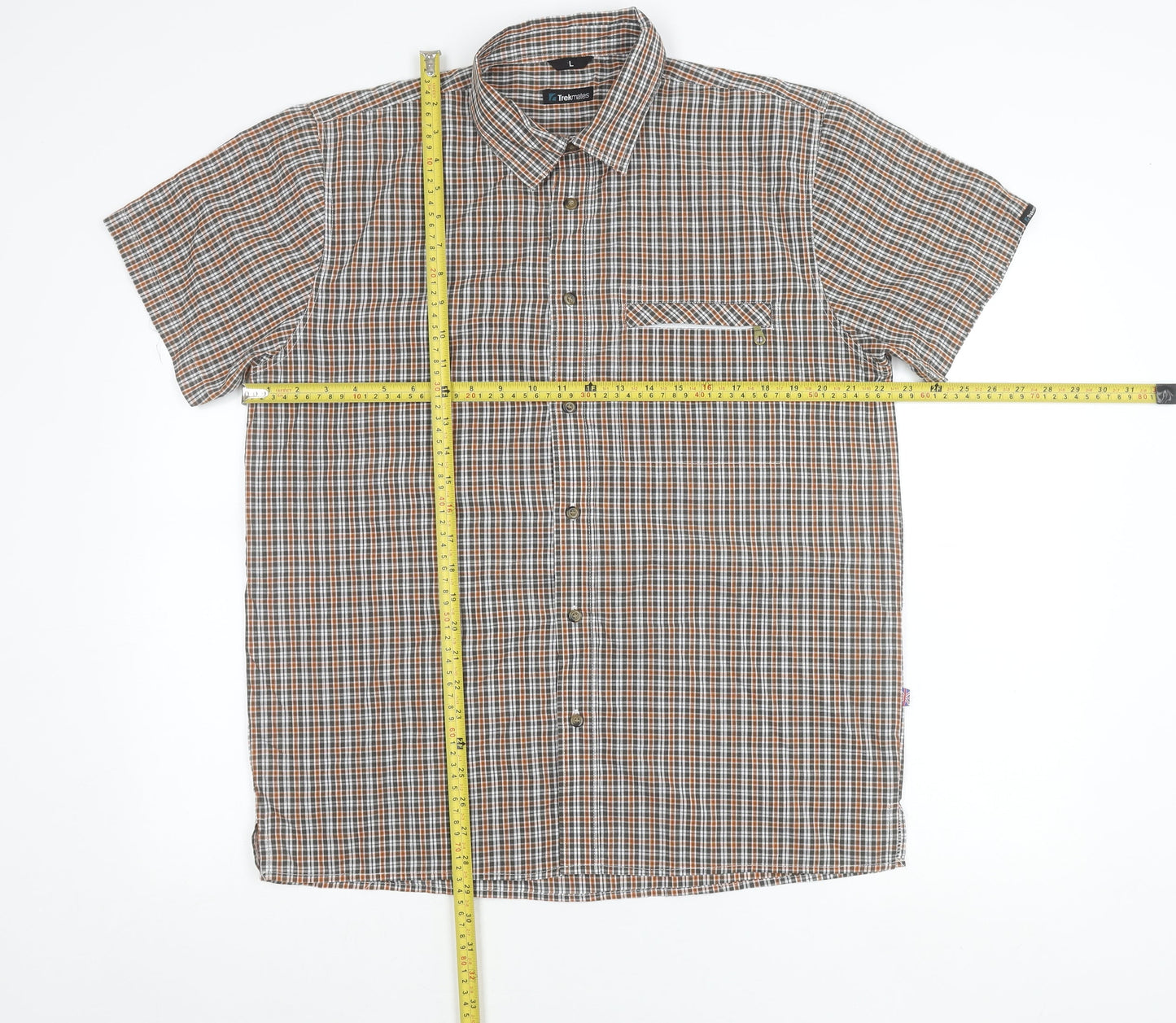 Trekmates Men’s Multicoloured Checked Short Sleeve Button-Up Shirt L