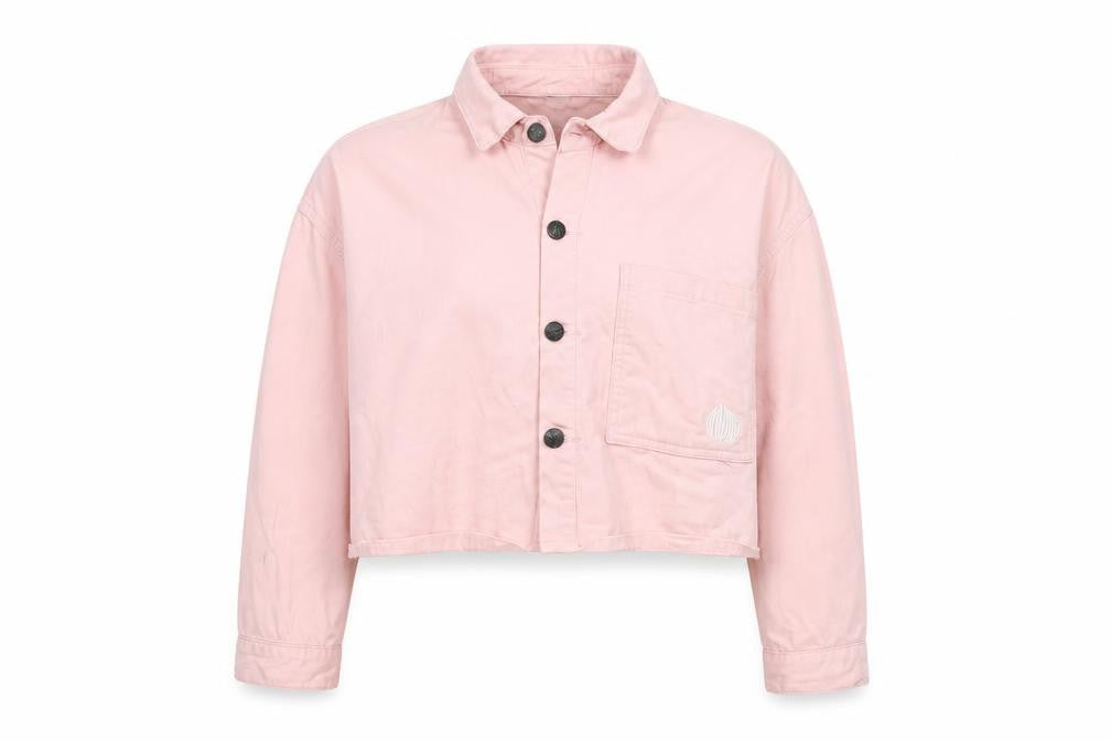 Roadies Womens Pink Cropped Button-Up Cotton Shirt M