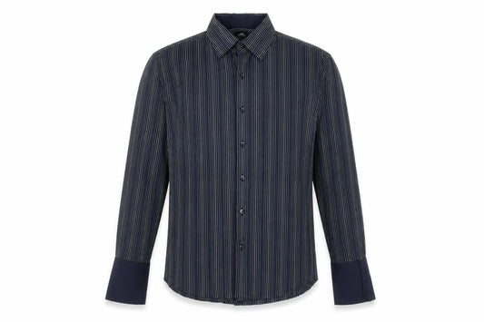 French Connection Men's Blue Striped Cotton Button-Up Shirt M