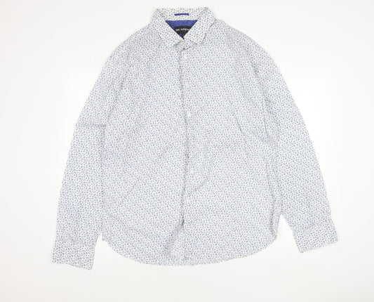 Marks & Spencer Men’s Blue Floral Slim Fit XXL Long Sleeve Shirt