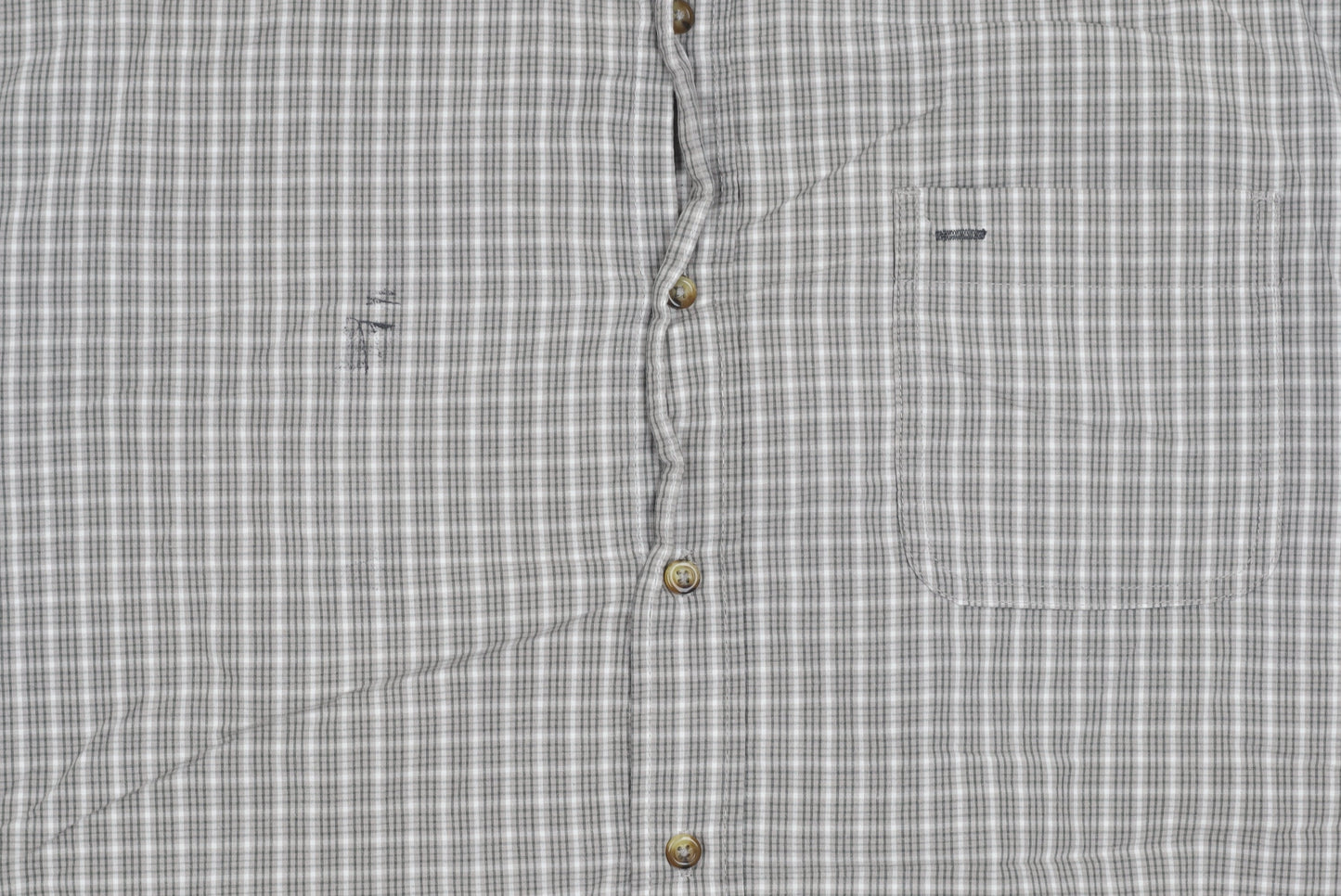 Wrangler Men's Grey Check Short Sleeve Button-Up Shirt Size L