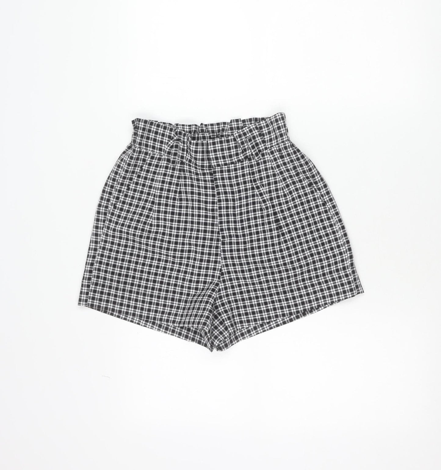 Lottie Moss Womens Black Check Casual Shorts Size S Polyester Blend