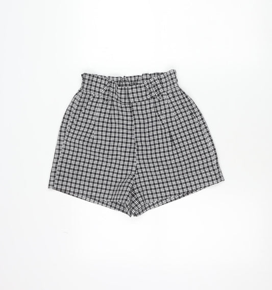 Lottie Moss Womens Black Check Casual Shorts Size S Polyester Blend