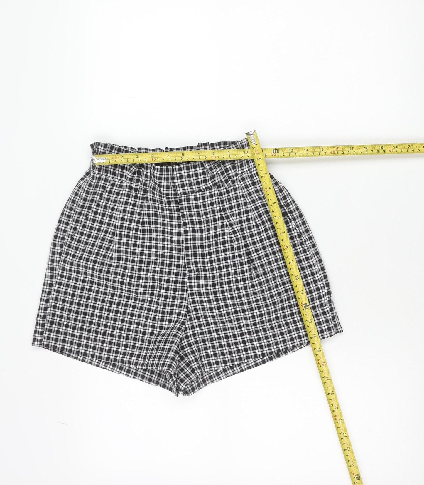 Lottie Moss Womens Black Check Casual Shorts Size S Polyester Blend