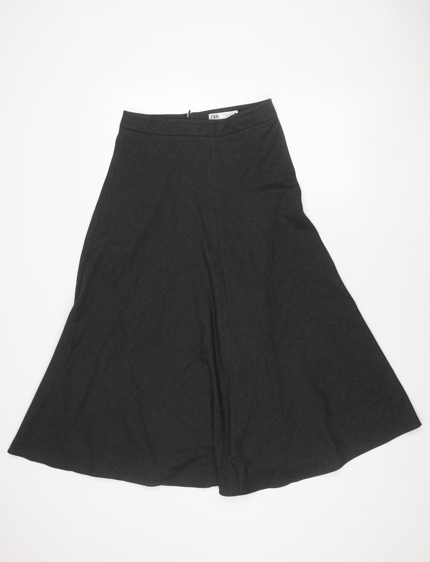 Zara Women Black A-Line Skirt Size 12 Knee Length Workwear