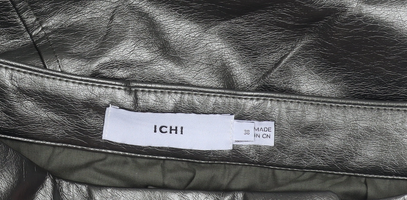 ICHI Women’s Silver Faux Leather Pencil Skirt Size 10