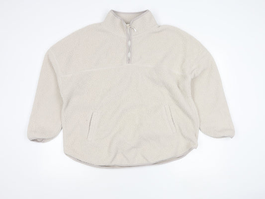 Dunnes Stores Women Ivory Fleece 1/4 Zip Sweatshirt Size L