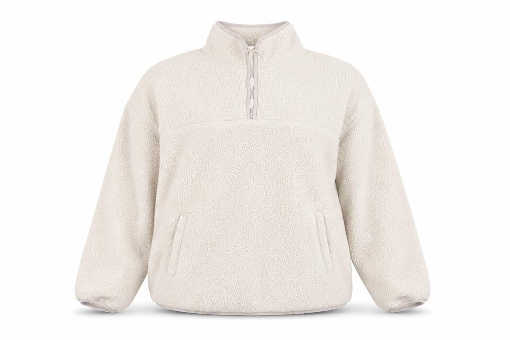 Dunnes Women Ivory Fleece 1/4 Zip Sweatshirt Size L