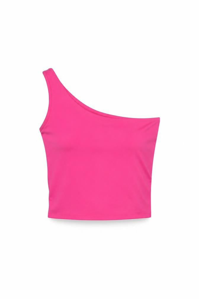 Stradivarius Women’s Pink One Shoulder Tank Top Size 6 Slim Fit