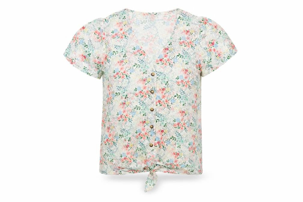 New Look Women's Multicoloured Floral Lace Cropped Blouse Size 8