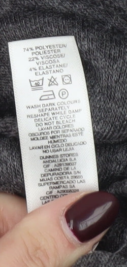 Brand and care label for Dunnes Women's Grey Long Sleeve jumper, size 8