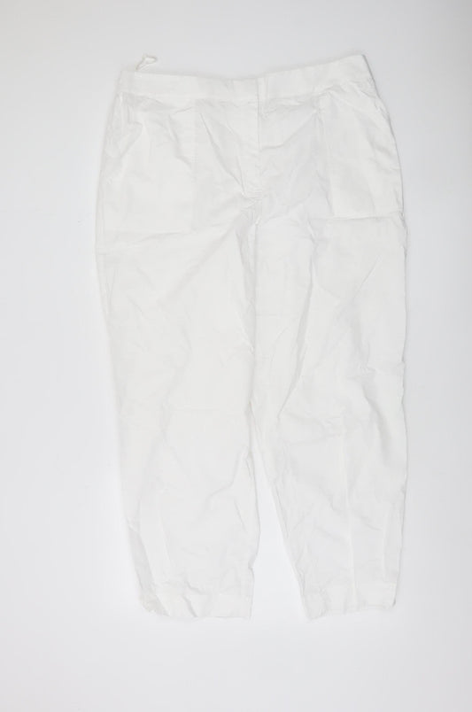 Carolyn Donnelly The Edit Women's White Cropped Cotton Trousers UK 18