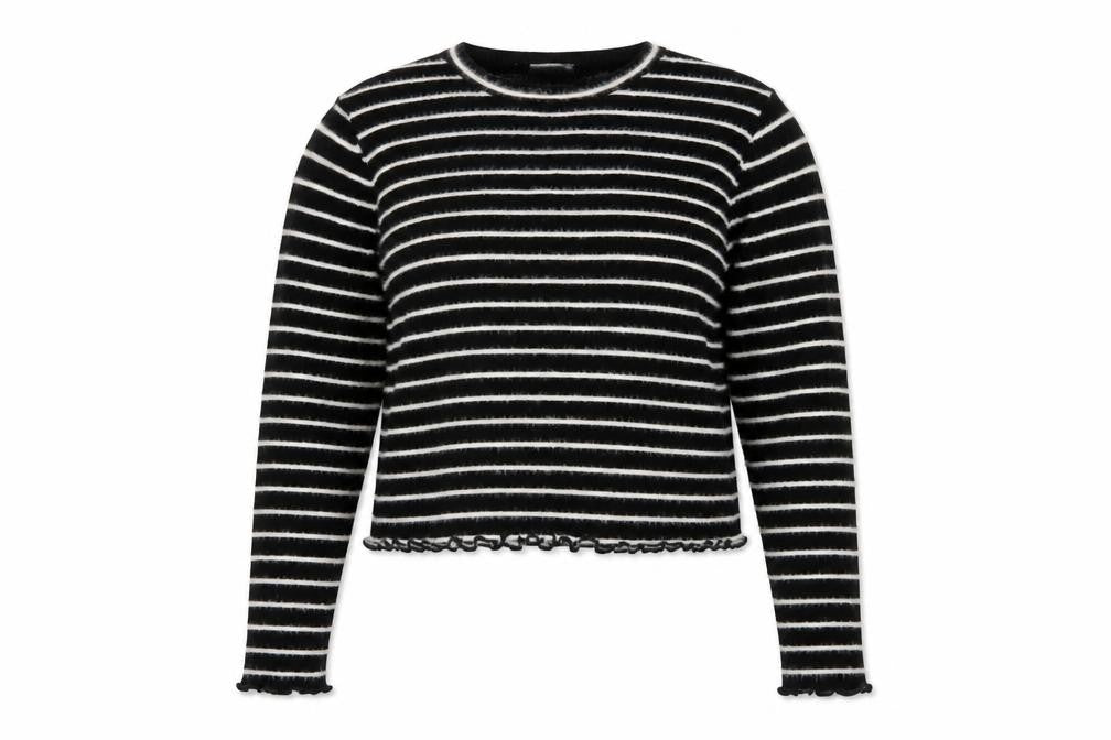 Savida Women's Black Striped Crew Neck Knit Jumper Size 16