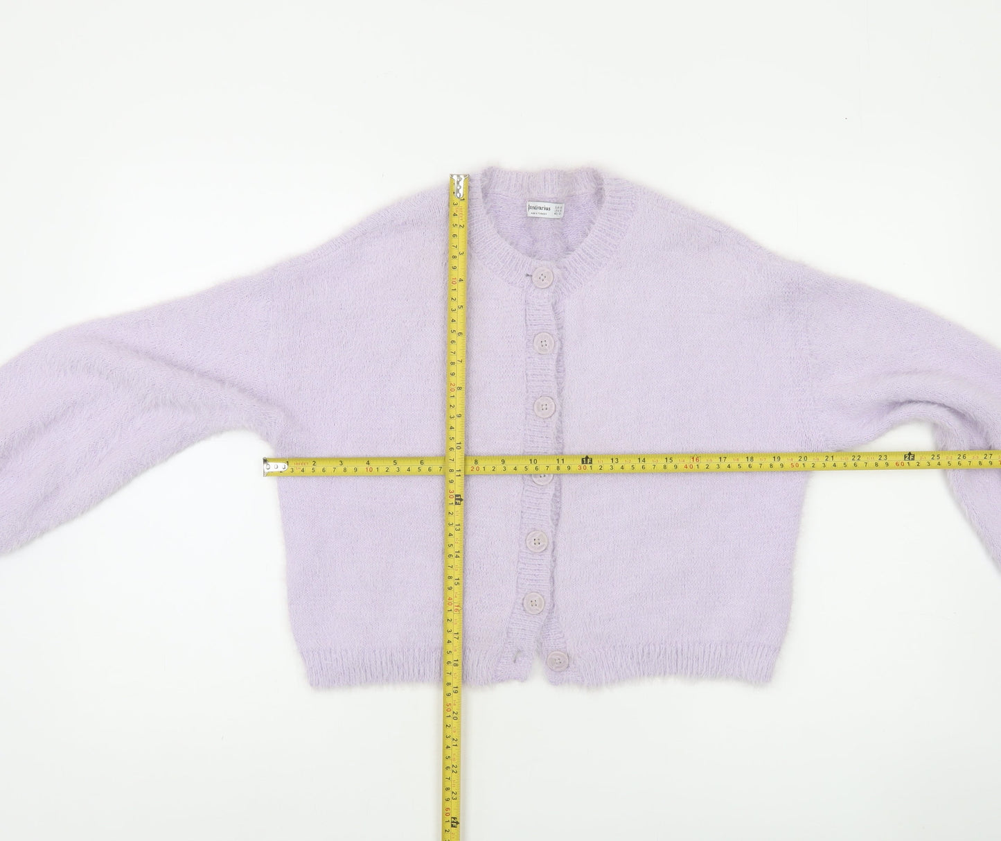Stradivarius Women's Purple XS Crew Neck Button Cardigan