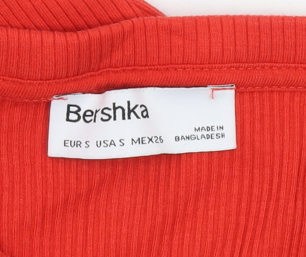 Bershka Women Red Sleeveless Bodycon Knit Mini Dress Size S