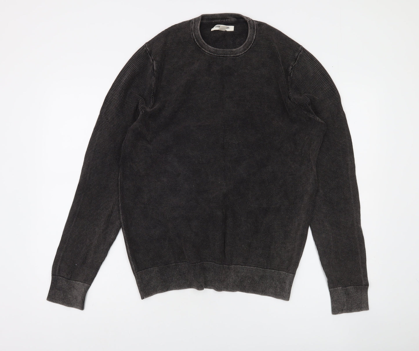 Goodthreads Men's Black Cotton Knit Crew Neck Pullover Sweatshirt M