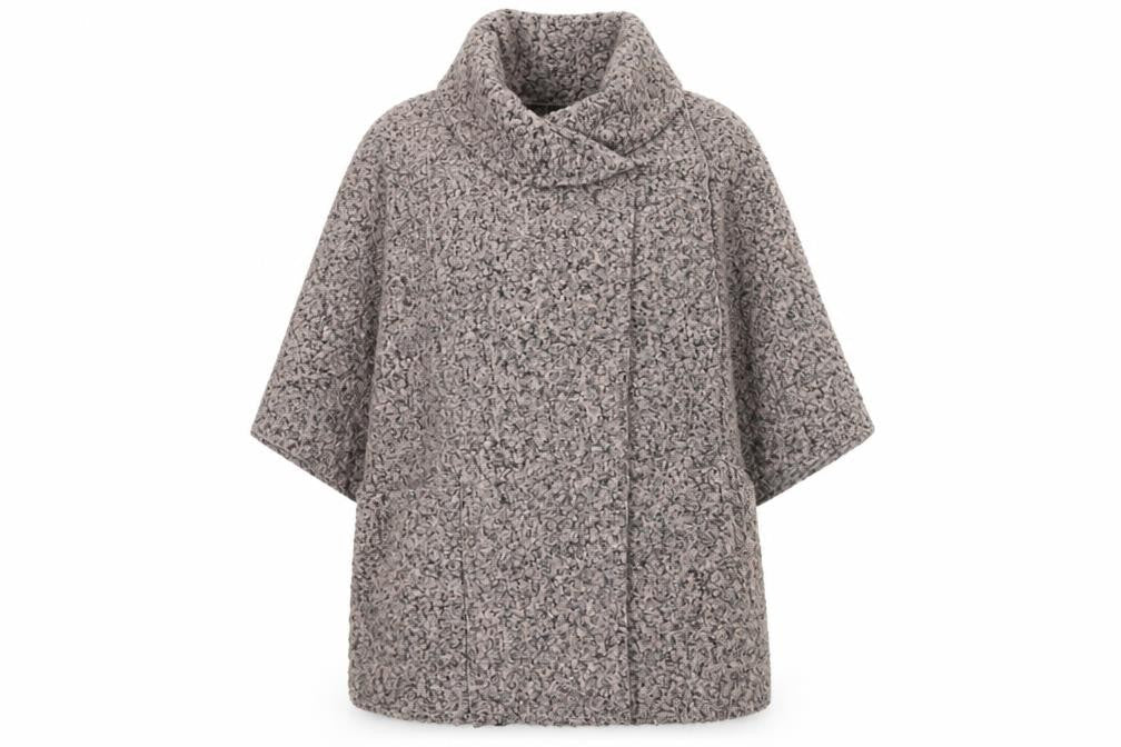 Steilmann Women’s Beige Knit Cape Coatigan Relaxed Fit Mid-Length Jacket Size M