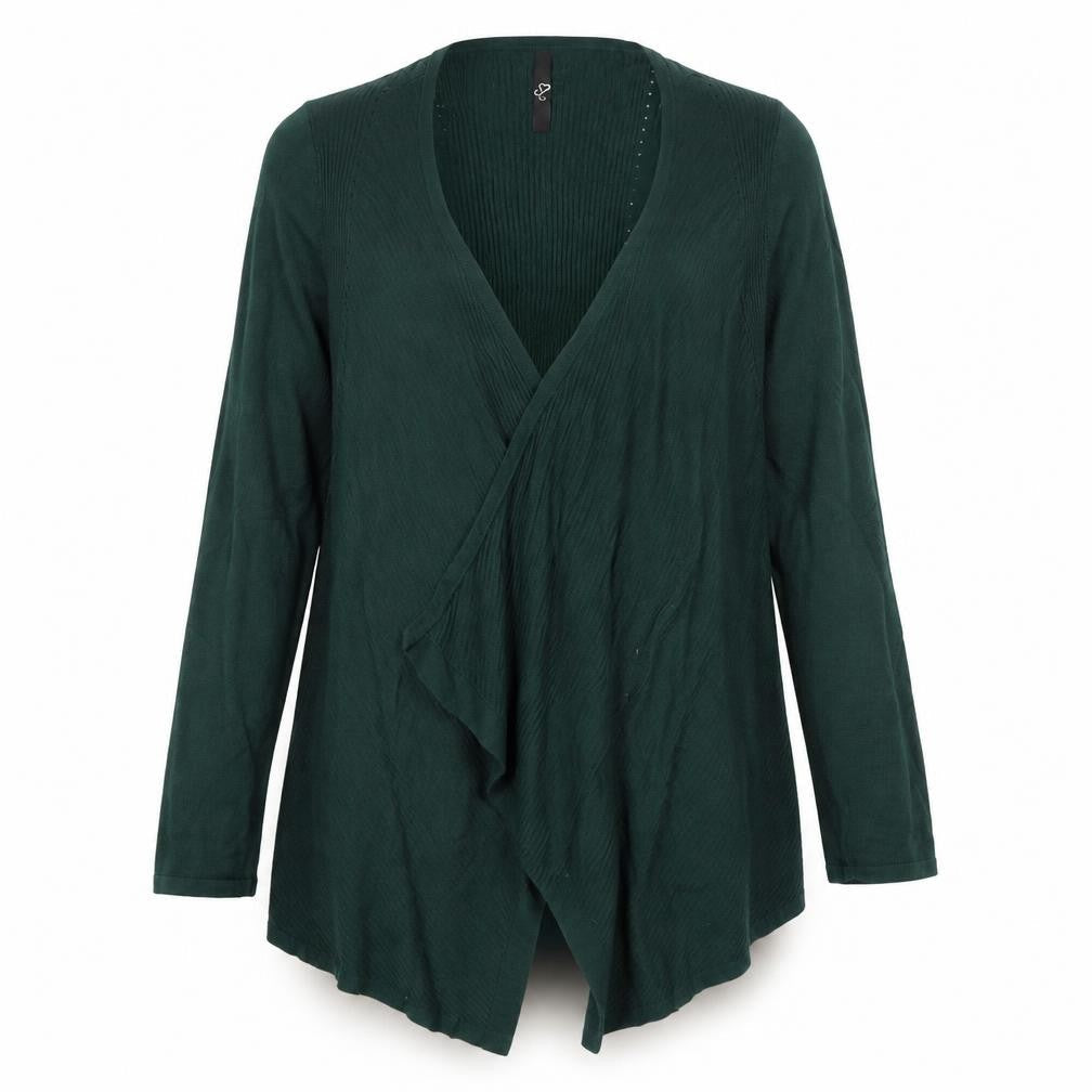 Evans Women's Green Wrap Knit Cardigan Size 14 Viscose Nylon Long Sleeve