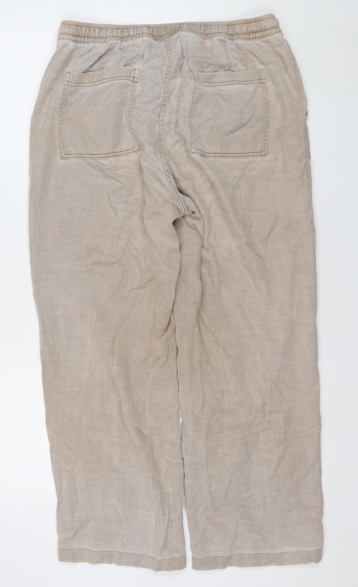 Dunnes Women’s Beige Cargo Trousers M Relaxed Fit Lyocell Cotton
