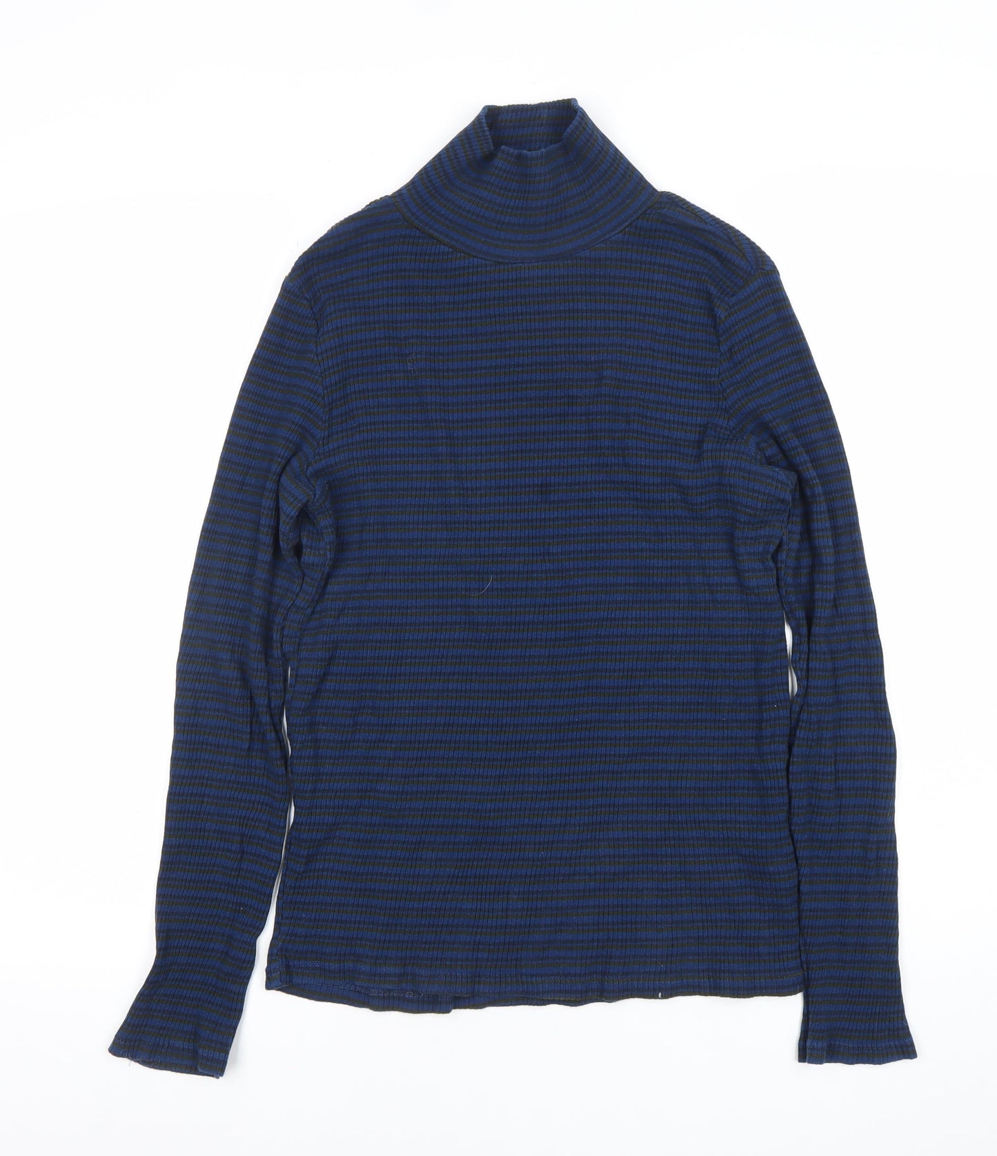 Lee Womens Blue Striped Slim Fit Roll Neck Long Sleeve T-Shirt XL