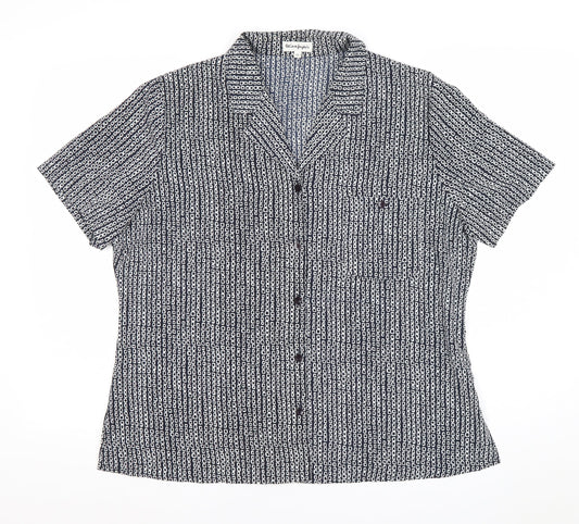 Eccentrico Womens Blue Geometric Button-Up Shirt Size 16
